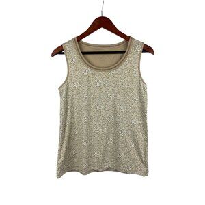 Womens White Stag Sleeveless Geometric Pattern Top - Size S 100% Cotton